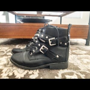 Faux leather moto boots